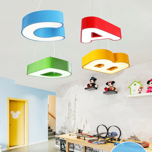 18"/23.5" Wide Alphabet Flush Mount Lighting Kids Metal Red/Blue/Green LED Ceiling Light Fixture for Bedroom Clearhalo 'Ceiling Lights' 'Chandeliers' Lighting' options 1906940