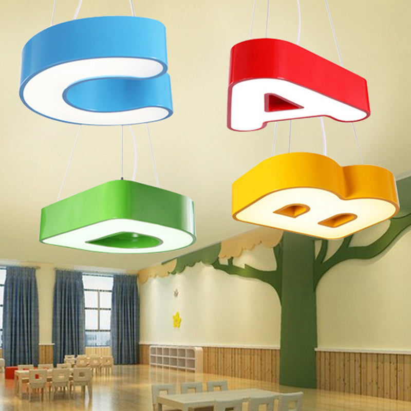 18"/23.5" Wide Alphabet Flush Mount Lighting Kids Metal Red/Blue/Green LED Ceiling Light Fixture for Bedroom Clearhalo 'Ceiling Lights' 'Chandeliers' Lighting' options 1906941