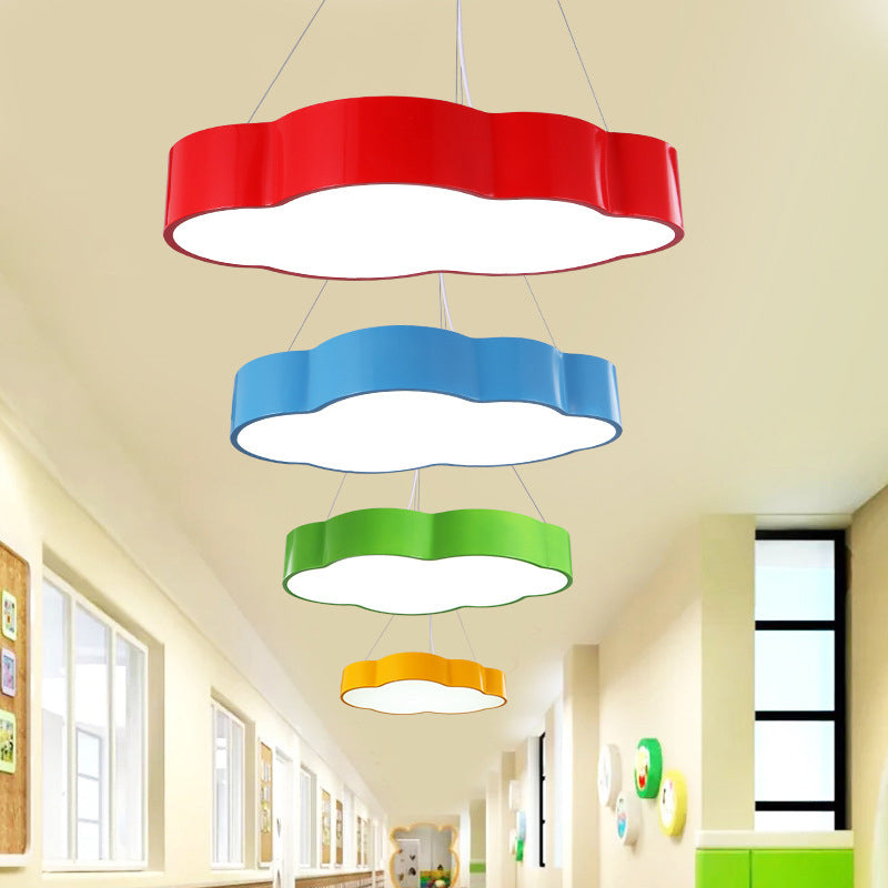 Cloud Corridor Ceiling Pendant Acrylic Macaron LED Suspension Lighting in Red/Yellow/Green, 20.5"/24.5" Width Clearhalo 'Ceiling Lights' 'Chandeliers' Lighting' options 1906948