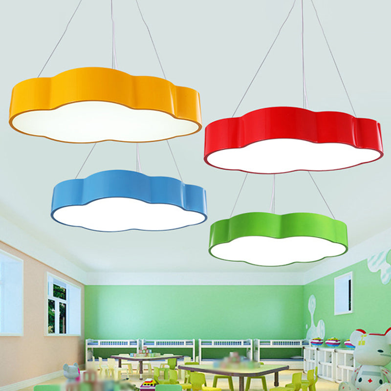 Cloud Corridor Ceiling Pendant Acrylic Macaron LED Suspension Lighting in Red/Yellow/Green, 20.5"/24.5" Width Clearhalo 'Ceiling Lights' 'Chandeliers' Lighting' options 1906949