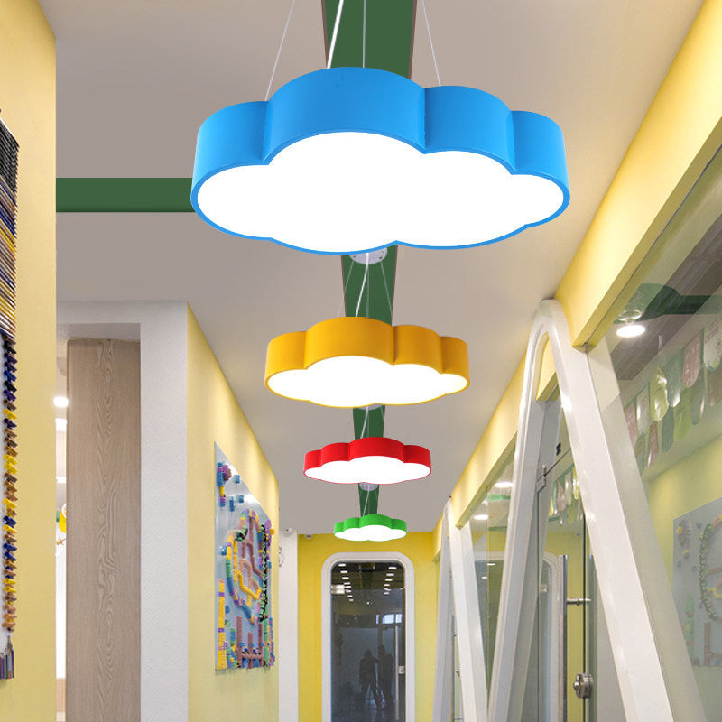 Cloud Corridor Ceiling Pendant Acrylic Macaron LED Suspension Lighting in Red/Yellow/Green, 20.5"/24.5" Width Clearhalo 'Ceiling Lights' 'Chandeliers' Lighting' options 1906950