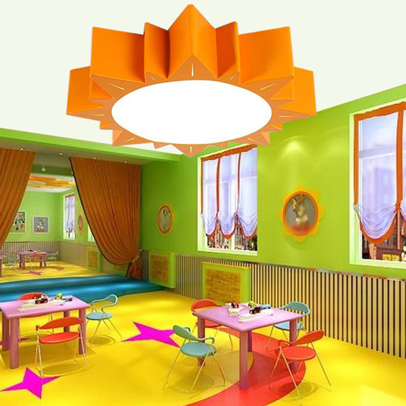 Cartoon Sun Shape Flush Mount Acrylic Kids Bedroom Surface Mounted LED Ceiling Light in Orange, 19.5"/23.5" Wide Clearhalo 'Ceiling Lights' 'Close To Ceiling Lights' 'Close to ceiling' 'Flush mount' Lighting' 1906986