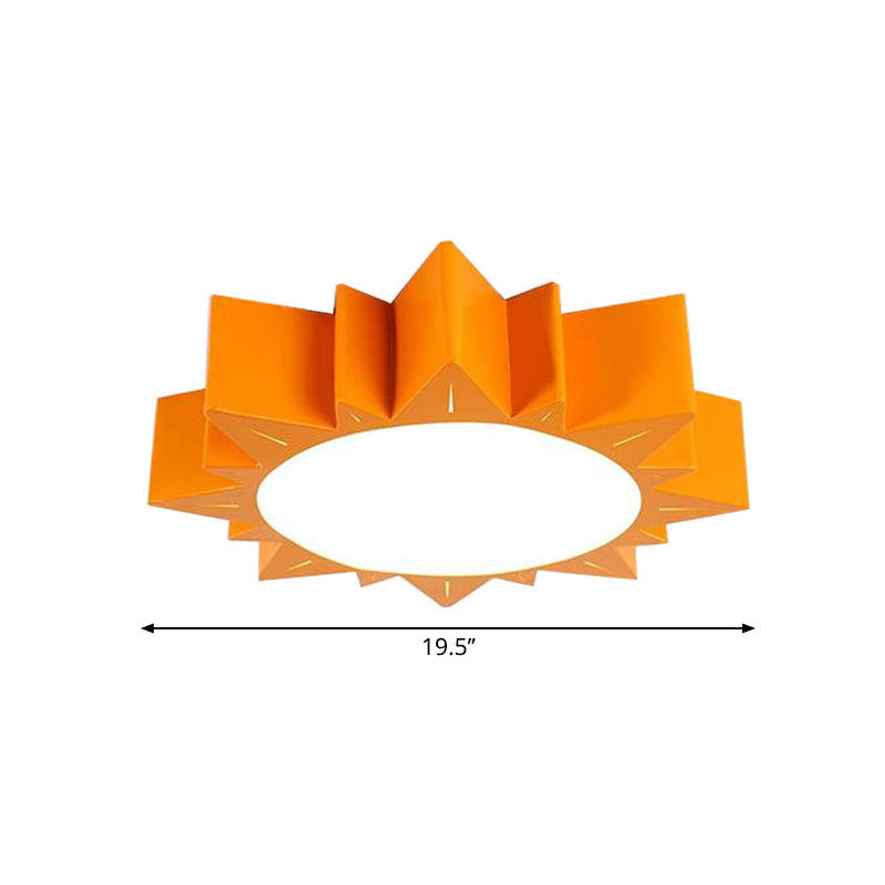 Cartoon Sun Shape Flush Mount Acrylic Kids Bedroom Surface Mounted LED Ceiling Light in Orange, 19.5"/23.5" Wide Clearhalo 'Ceiling Lights' 'Close To Ceiling Lights' 'Close to ceiling' 'Flush mount' Lighting' 1906988