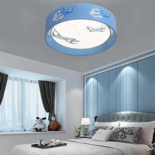 Blue Round Flush Mount Ceiling Light with Plane Cartoon Acrylic Ceiling Light Fixture for Bedroom Blue Clearhalo 'Ceiling Lights' 'Close To Ceiling Lights' 'Close to ceiling' 'Flush mount' Lighting' 190698