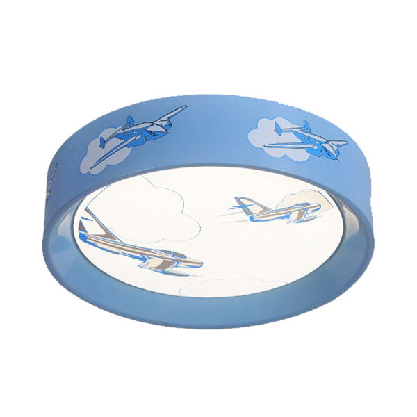 Blue Round Flush Mount Ceiling Light with Plane Cartoon Acrylic Ceiling Light Fixture for Bedroom Clearhalo 'Ceiling Lights' 'Close To Ceiling Lights' 'Close to ceiling' 'Flush mount' Lighting' 190700