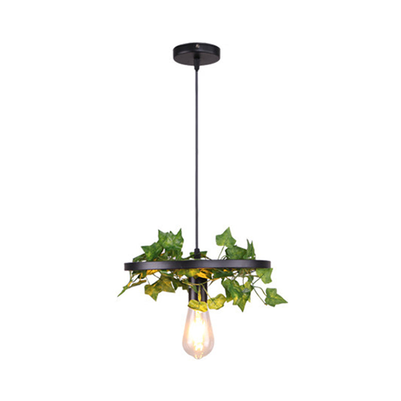 Black Wheel Hanging Chandelier Rustic Iron 1/3/6-Bulb Restaurant Plant Pendant Lighting Fixture Clearhalo 'Cast Iron' 'Ceiling Lights' 'Chandeliers' 'Industrial Chandeliers' 'Industrial' 'Metal' 'Middle Century Chandeliers' 'Rustic Chandeliers' 'Tiffany' Lighting' 1907000