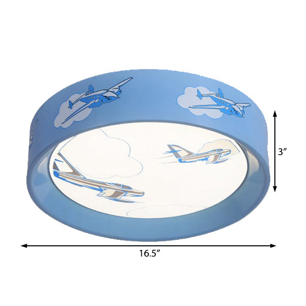 Blue Round Flush Mount Ceiling Light with Plane Cartoon Acrylic Ceiling Light Fixture for Bedroom Clearhalo 'Ceiling Lights' 'Close To Ceiling Lights' 'Close to ceiling' 'Flush mount' Lighting' 190701