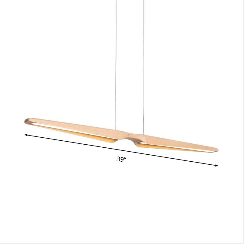 Modern Linear Wooden Pendant Lighting Single Light LED Hanging Ceiling Light Fixture for Office Clearhalo 'Ceiling Lights' 'Pendant Lights' 'Pendants' Lighting' 1907114