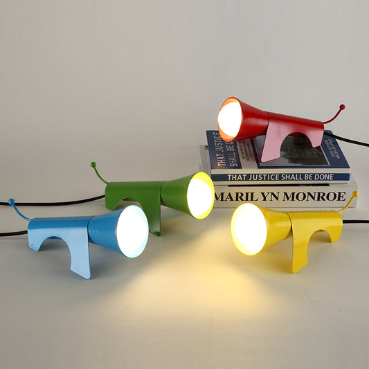 1 Head Children Room Desk Light Cartoon Red/Yellow Night Table Lamp with Dog-Like Metallic Shade Clearhalo 'Lamps' 'Table Lamps' Lighting' 1907124