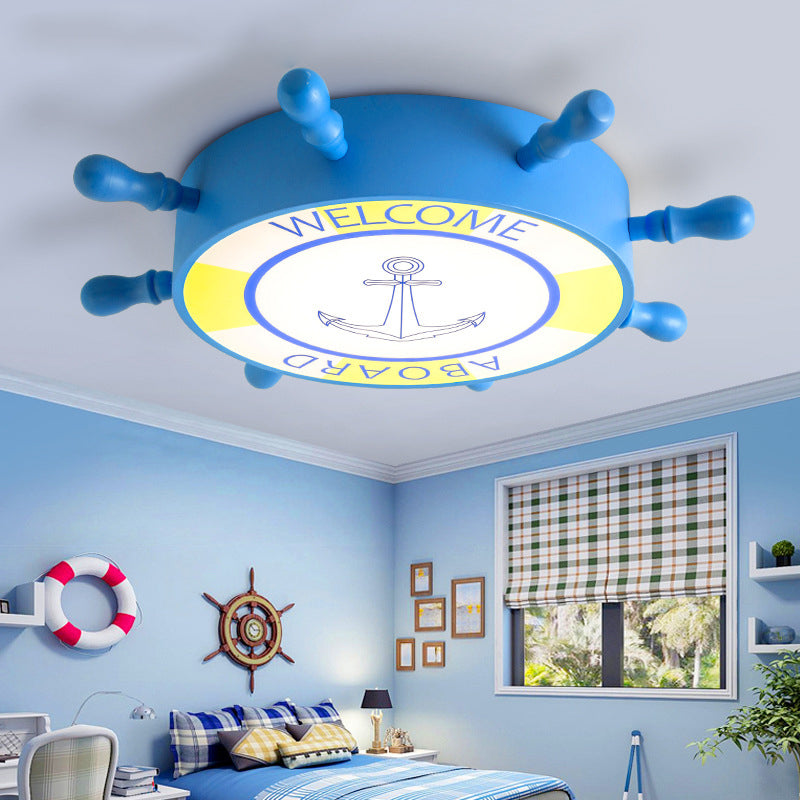 Anchor Kid Bedroom Ceiling Fixture Acrylic Seaside Flush Mount Ceiling Light in Blue Blue Clearhalo 'Ceiling Lights' 'Close To Ceiling Lights' 'Close to ceiling' 'Flush mount' Lighting' 190720