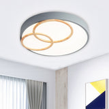 Grey/White Rounded Flush Ceiling Light Nordic 14"/18"/21.5" Width LED Metallic Flush Mount Fixture Grey Clearhalo 'Ceiling Lights' 'Close To Ceiling Lights' 'Close to ceiling' 'Flush mount' Lighting' 1907209