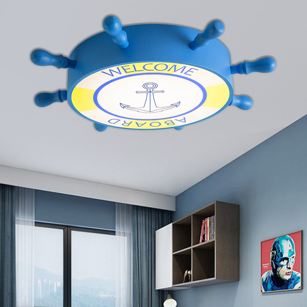 Anchor Kid Bedroom Ceiling Fixture Acrylic Seaside Flush Mount Ceiling Light in Blue Clearhalo 'Ceiling Lights' 'Close To Ceiling Lights' 'Close to ceiling' 'Flush mount' Lighting' 190721