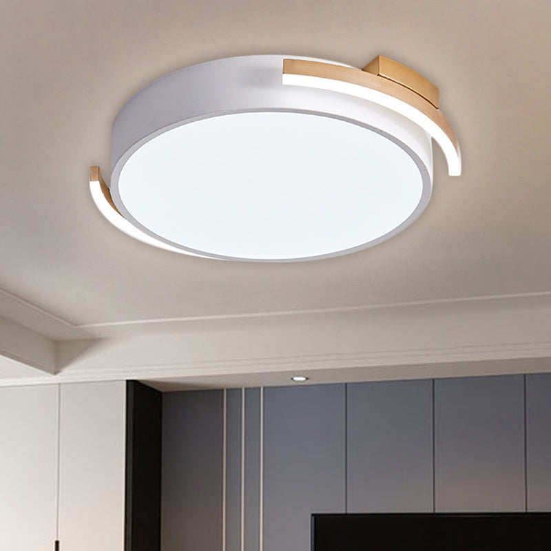 19.5"/25.5" W Round Flush Mount Modern Metallic Black/White LED Flushmount Lighting, Warm/White Light White Clearhalo 'Ceiling Lights' 'Close To Ceiling Lights' 'Close to ceiling' 'Flush mount' Lighting' 1907219