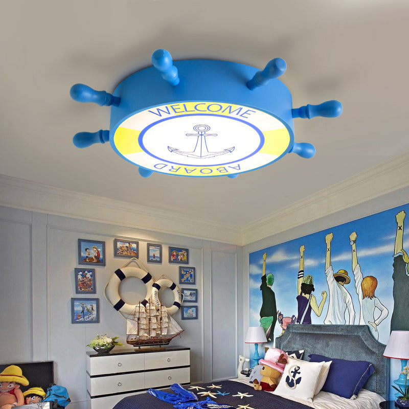 Anchor Kid Bedroom Ceiling Fixture Acrylic Seaside Flush Mount Ceiling Light in Blue Clearhalo 'Ceiling Lights' 'Close To Ceiling Lights' 'Close to ceiling' 'Flush mount' Lighting' 190722