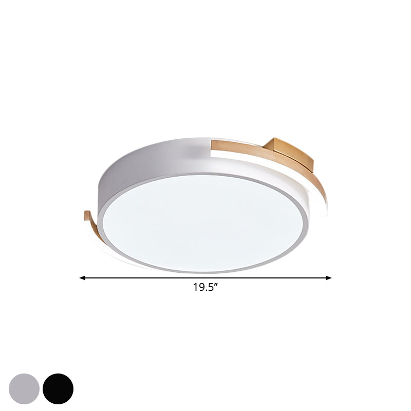 19.5"/25.5" W Round Flush Mount Modern Metallic Black/White LED Flushmount Lighting, Warm/White Light Clearhalo 'Ceiling Lights' 'Close To Ceiling Lights' 'Close to ceiling' 'Flush mount' Lighting' 1907222