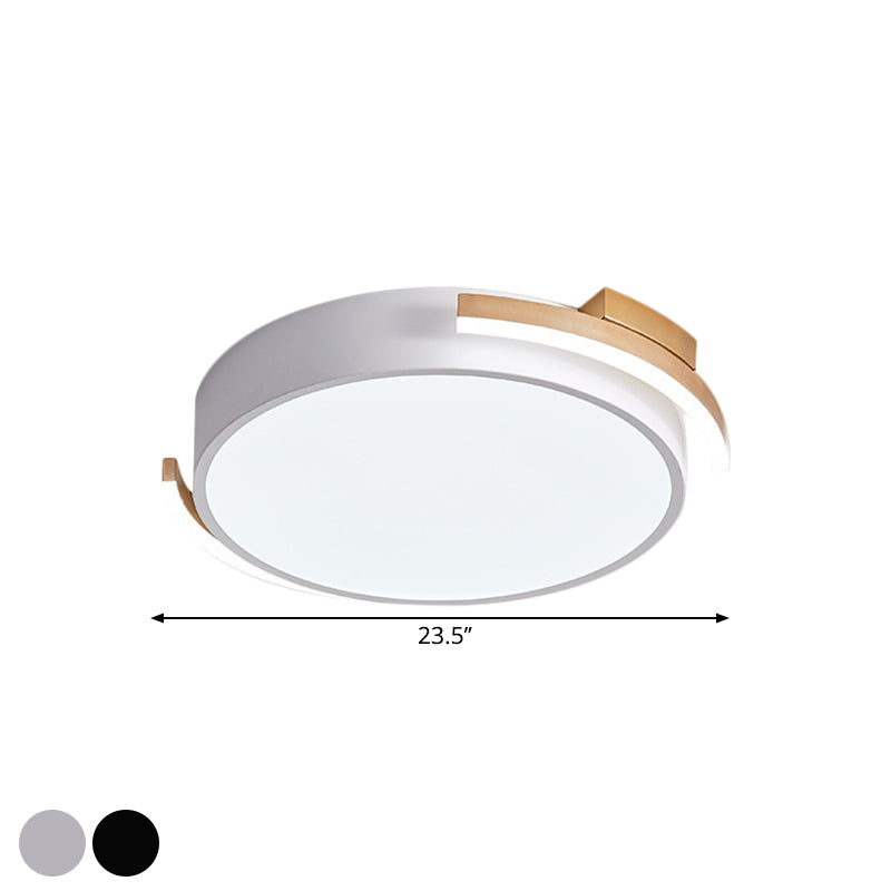 19.5"/25.5" W Round Flush Mount Modern Metallic Black/White LED Flushmount Lighting, Warm/White Light Clearhalo 'Ceiling Lights' 'Close To Ceiling Lights' 'Close to ceiling' 'Flush mount' Lighting' 1907223