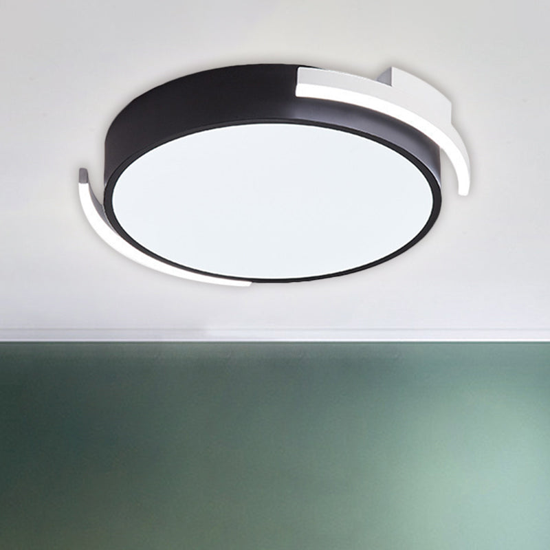 19.5"/25.5" W Round Flush Mount Modern Metallic Black/White LED Flushmount Lighting, Warm/White Light Clearhalo 'Ceiling Lights' 'Close To Ceiling Lights' 'Close to ceiling' 'Flush mount' Lighting' 1907225