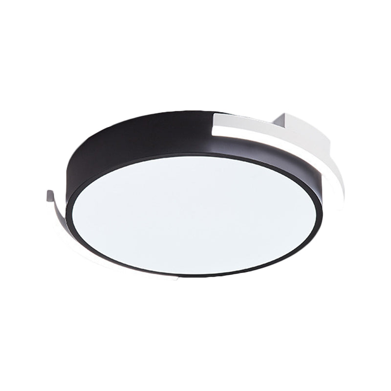 19.5"/25.5" W Round Flush Mount Modern Metallic Black/White LED Flushmount Lighting, Warm/White Light Clearhalo 'Ceiling Lights' 'Close To Ceiling Lights' 'Close to ceiling' 'Flush mount' Lighting' 1907227