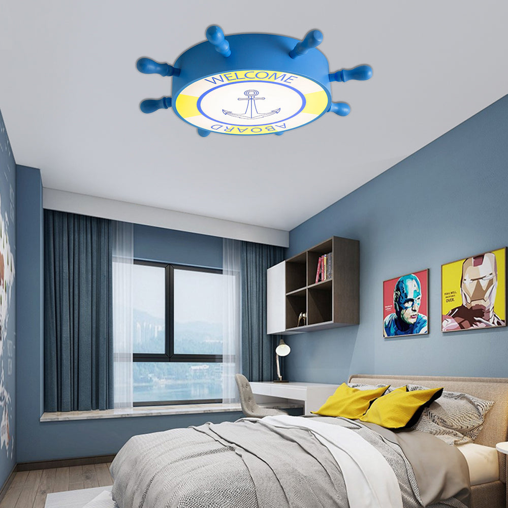 Anchor Kid Bedroom Ceiling Fixture Acrylic Seaside Flush Mount Ceiling Light in Blue Clearhalo 'Ceiling Lights' 'Close To Ceiling Lights' 'Close to ceiling' 'Flush mount' Lighting' 190723