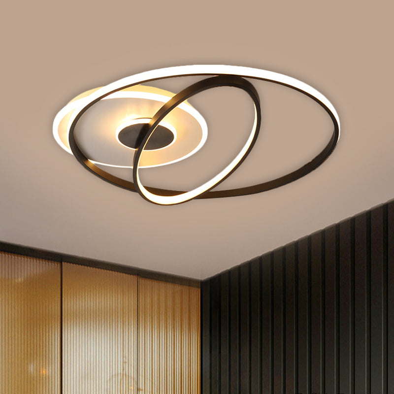 Crossing Metal Flush Mount Lamp Contemporary LED Black Flush Light Fixture, 16"/19.5"/25.5" Wide (The customization will be 7 days) Black Clearhalo 'Ceiling Lights' 'Close To Ceiling Lights' 'Close to ceiling' 'Flush mount' Lighting' 1907233