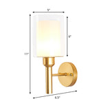 Retro Style Dual Cylinder Wall Light 1 Head Clear and White Glass Wall Sconce Lighting in Gold Clearhalo 'Wall Lamps & Sconces' 'Wall Lights' Lighting' 1907258