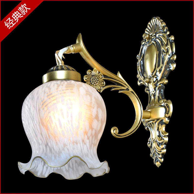 White Glass Gold Wall Mount Lamp Printed Flower Single Head Countryside Wall Sconce Light Gold Clearhalo 'Wall Lamps & Sconces' 'Wall Lights' Lighting' 1907285