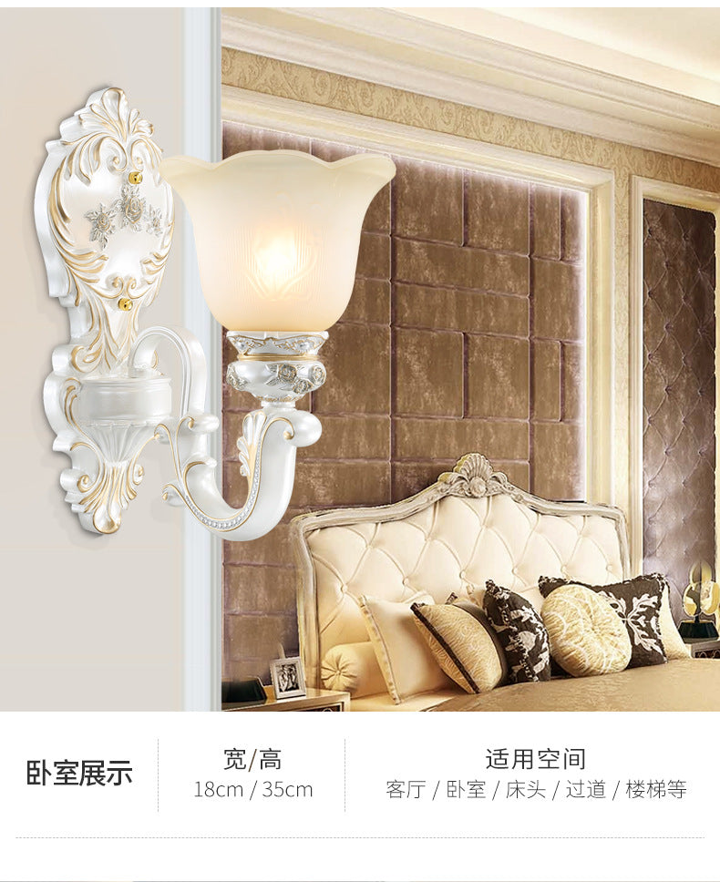 Cream Glass White Wall Sconce Blossom 1/2-Head Cottage Wall Lighting Fixture for Living Room Clearhalo 'Wall Lamps & Sconces' 'Wall Lights' Lighting' 1907306