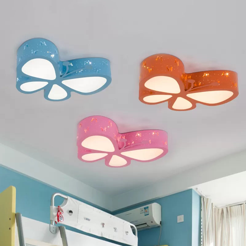 Cartoon Hollow Butterfly Flushmount Light Acrylic LED Ceiling Lamp for Girls Room Clearhalo 'Ceiling Lights' 'Close To Ceiling Lights' 'Close to ceiling' 'Flush mount' Lighting' 190737