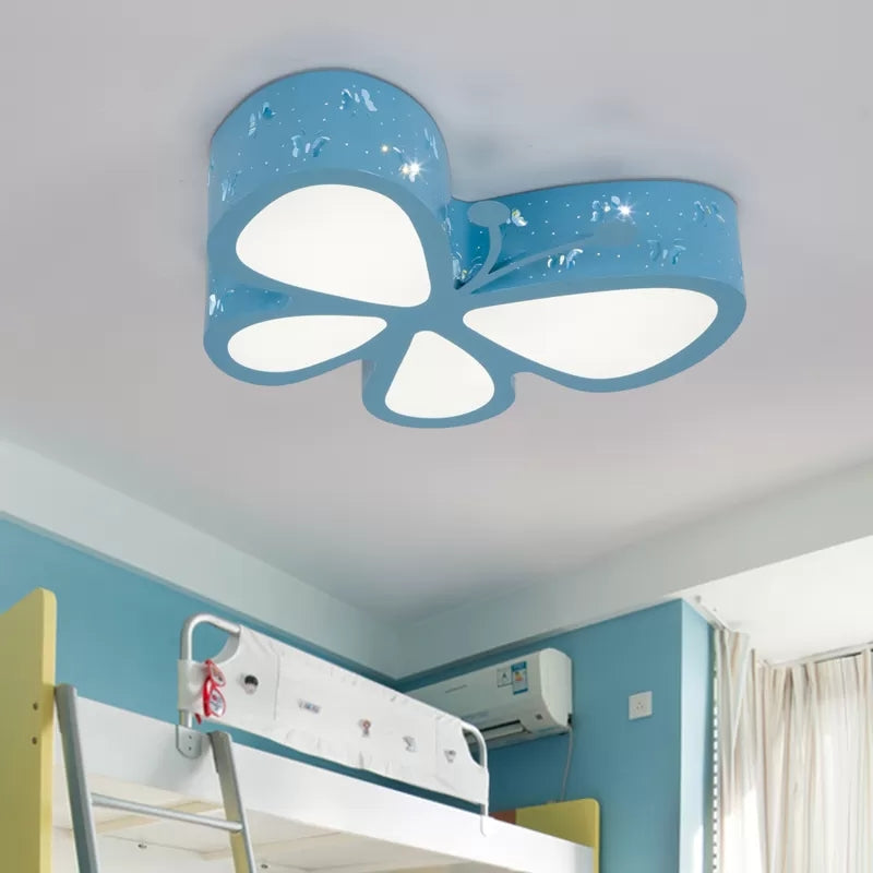 Cartoon Hollow Butterfly Flushmount Light Acrylic LED Ceiling Lamp for Girls Room Blue Clearhalo 'Ceiling Lights' 'Close To Ceiling Lights' 'Close to ceiling' 'Flush mount' Lighting' 190738