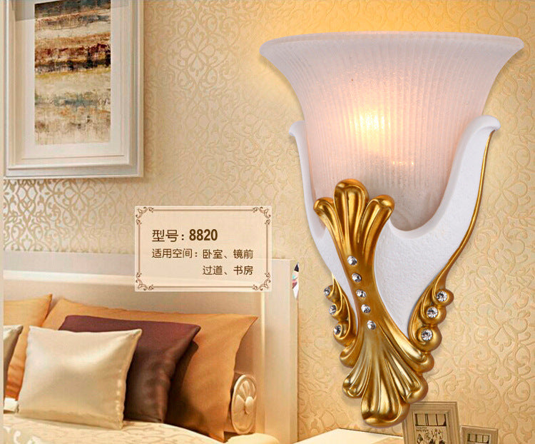 1 Light Wall Sconce Lighting Rural Bell Shape Yellow/White Fluted Glass Wall Mounted Lamp for Bedroom, 9.5"/13" Width White Clearhalo 'Wall Lamps & Sconces' 'Wall Lights' Lighting' 1907459