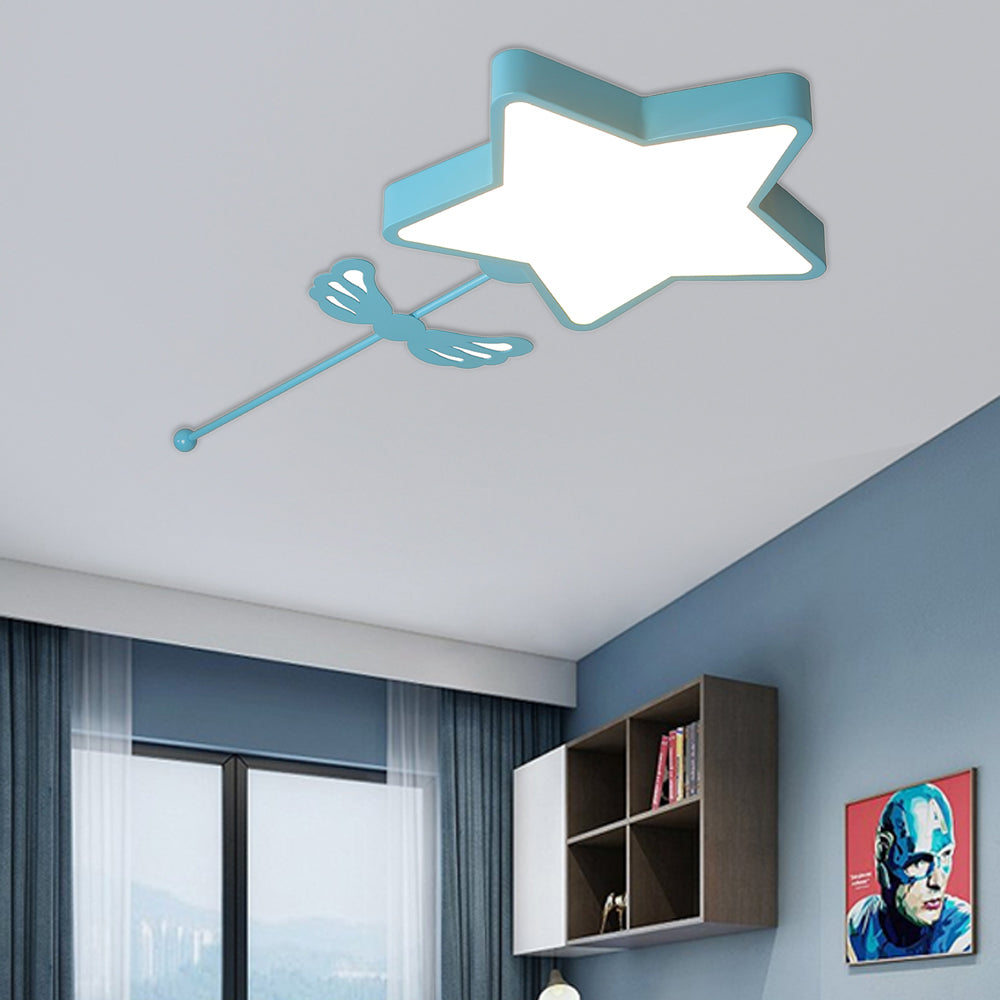 Modern Style Ceiling Light with Star Acrylic Flush Mount Ceiling Fixture for Kid Bedroom Blue Clearhalo 'Ceiling Lights' 'Close To Ceiling Lights' 'Close to ceiling' 'Flush mount' Lighting' 190746