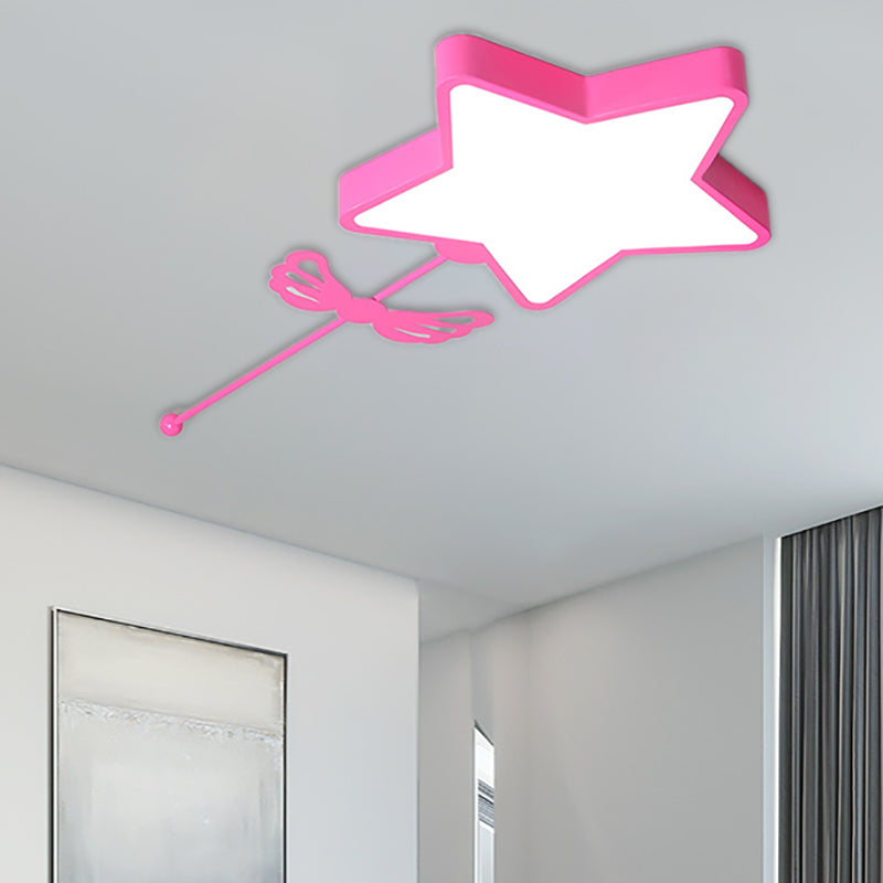 Modern Style Ceiling Light with Star Acrylic Flush Mount Ceiling Fixture for Kid Bedroom Pink Clearhalo 'Ceiling Lights' 'Close To Ceiling Lights' 'Close to ceiling' 'Flush mount' Lighting' 190750