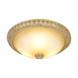 Dome Living Room Wall Sconce Rustic Frosted Glass 3 Bulbs Gold Wall Lighting Idea, 16"/19.5" Wide Clearhalo 'Ceiling Lights' 'Close To Ceiling Lights' 'Close to ceiling' 'Flush mount' Lighting' 1907542