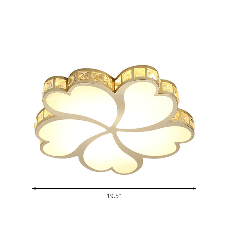 Flower Ceiling Mounted Fixture Contemporary Crystal Block LED Gold Flush Lamp in Warm/White Light Clearhalo 'Ceiling Lights' 'Close To Ceiling Lights' 'Close to ceiling' 'Flush mount' Lighting' 1907596