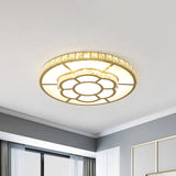 Acrylic Bloom Flush Mount Lamp Minimalism LED Gold Ceiling Flush with Crystal Block Deco in Warm/White Light Gold Clearhalo 'Ceiling Lights' 'Close To Ceiling Lights' 'Close to ceiling' 'Flush mount' Lighting' 1907597