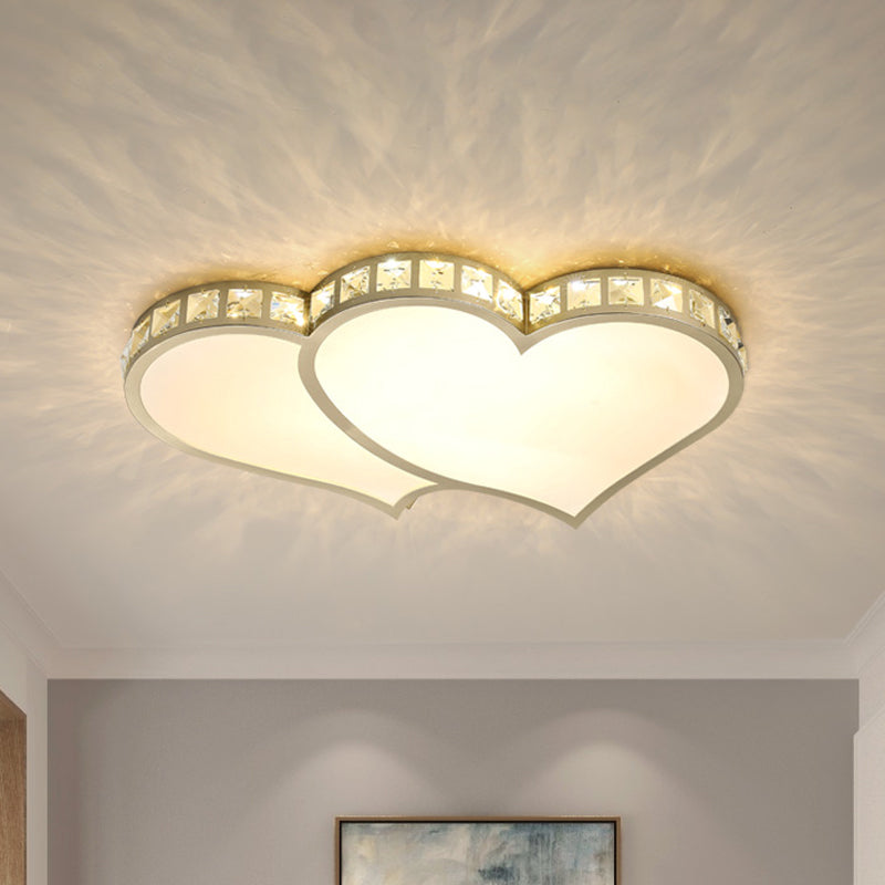 Loving Heart Beveled Crystal Flush Lamp Modernist LED Gold Ceiling Mounted Fixture in Warm/White Light Gold Clearhalo 'Ceiling Lights' 'Close To Ceiling Lights' 'Close to ceiling' 'Flush mount' Lighting' 1907602