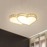 Loving Heart Beveled Crystal Flush Lamp Modernist LED Gold Ceiling Mounted Fixture in Warm/White Light Clearhalo 'Ceiling Lights' 'Close To Ceiling Lights' 'Close to ceiling' 'Flush mount' Lighting' 1907604