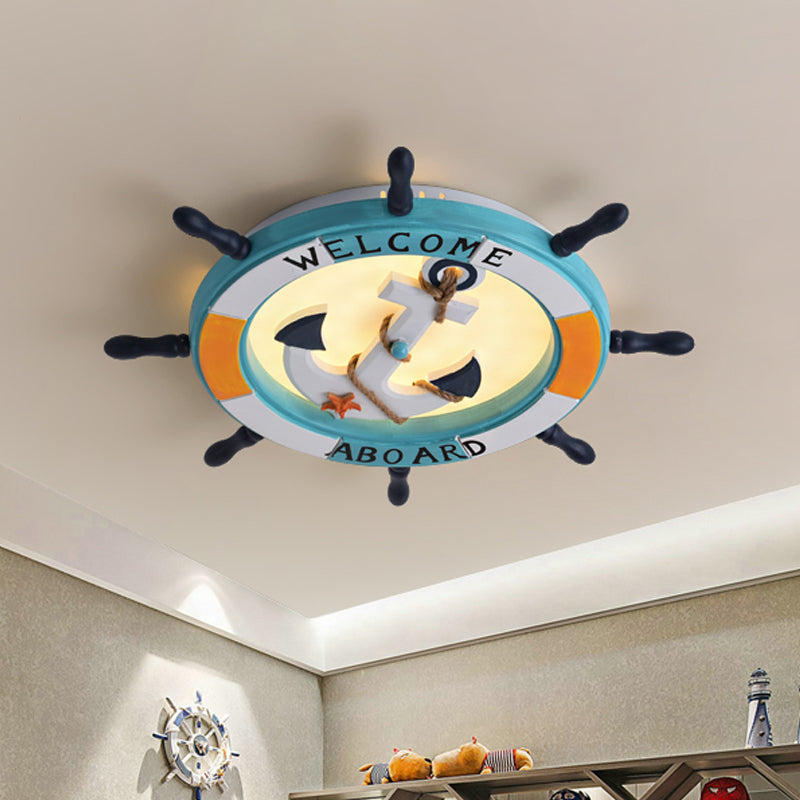 White/Orange/Blue Rudder Flush Lamp Coastal LED Acrylic Ceiling Mounted Fixture in White Light for Bedroom Orange White Clearhalo 'Ceiling Lights' 'Close To Ceiling Lights' 'Close to ceiling' 'Flush mount' Lighting' 1907732