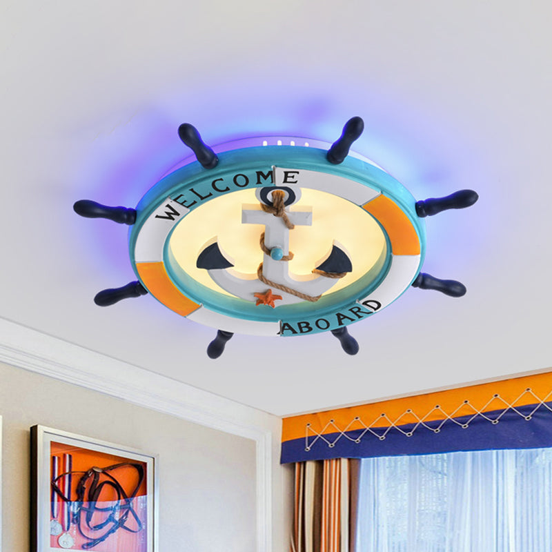 White/Orange/Blue Rudder Flush Lamp Coastal LED Acrylic Ceiling Mounted Fixture in White Light for Bedroom Clearhalo 'Ceiling Lights' 'Close To Ceiling Lights' 'Close to ceiling' 'Flush mount' Lighting' 1907733