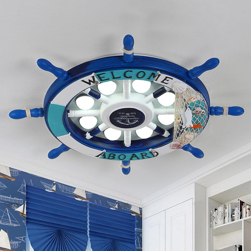 White/Orange/Blue Rudder Flush Lamp Coastal LED Acrylic Ceiling Mounted Fixture in White Light for Bedroom Blue White Clearhalo 'Ceiling Lights' 'Close To Ceiling Lights' 'Close to ceiling' 'Flush mount' Lighting' 1907736