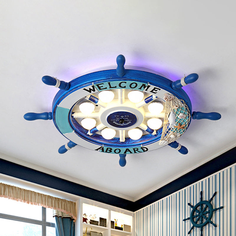 White/Orange/Blue Rudder Flush Lamp Coastal LED Acrylic Ceiling Mounted Fixture in White Light for Bedroom Clearhalo 'Ceiling Lights' 'Close To Ceiling Lights' 'Close to ceiling' 'Flush mount' Lighting' 1907737