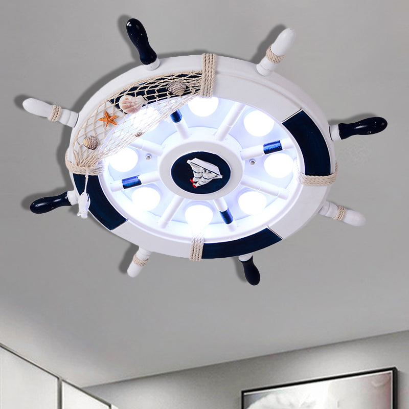 White/Orange/Blue Rudder Flush Lamp Coastal LED Acrylic Ceiling Mounted Fixture in White Light for Bedroom White White Clearhalo 'Ceiling Lights' 'Close To Ceiling Lights' 'Close to ceiling' 'Flush mount' Lighting' 1907741