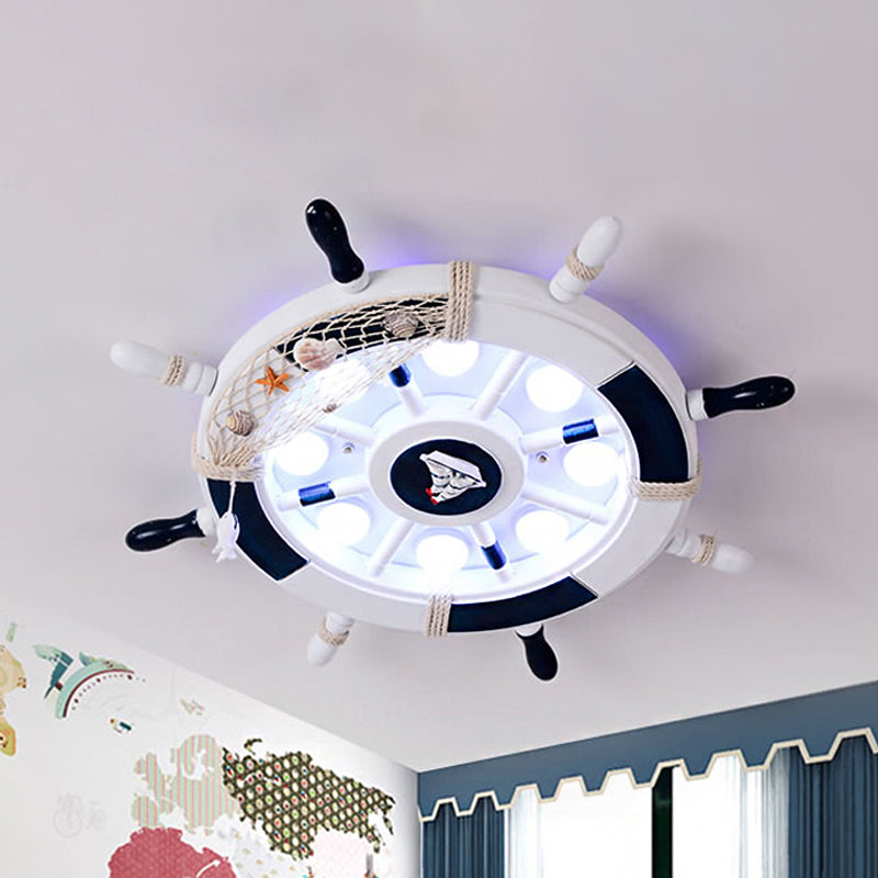 White/Orange/Blue Rudder Flush Lamp Coastal LED Acrylic Ceiling Mounted Fixture in White Light for Bedroom Clearhalo 'Ceiling Lights' 'Close To Ceiling Lights' 'Close to ceiling' 'Flush mount' Lighting' 1907743