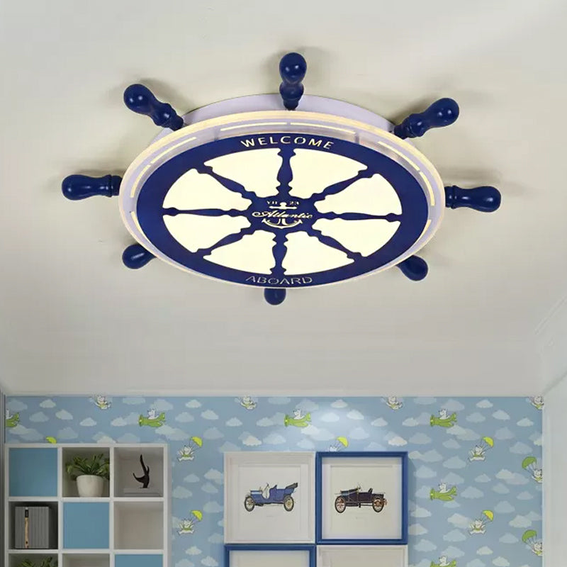 Circular Sleeping Room Flushmount Acrylic LED Modernism Ceiling Flush with Rudder Design in Blue Clearhalo 'Ceiling Lights' 'Close To Ceiling Lights' 'Close to ceiling' 'Flush mount' Lighting' 1907752