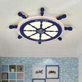 Circular Sleeping Room Flushmount Acrylic LED Modernism Ceiling Flush with Rudder Design in Blue Clearhalo 'Ceiling Lights' 'Close To Ceiling Lights' 'Close to ceiling' 'Flush mount' Lighting' 1907752