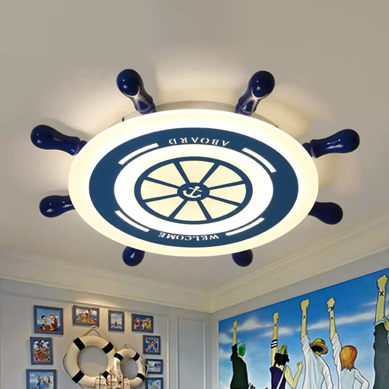 Simple LED Flush Mount Lamp Blue Rudder Ceiling Light Fixture with Acrylic Shade for Great Room Blue Clearhalo 'Ceiling Lights' 'Close To Ceiling Lights' 'Close to ceiling' 'Flush mount' Lighting' 1907755