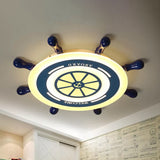 Simple LED Flush Mount Lamp Blue Rudder Ceiling Light Fixture with Acrylic Shade for Great Room Clearhalo 'Ceiling Lights' 'Close To Ceiling Lights' 'Close to ceiling' 'Flush mount' Lighting' 1907756