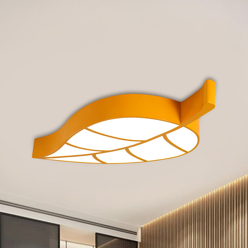 Leaf-Shaped Sleeping Room Flush Lighting Acrylic LED Kids Close to Ceiling Lamp in Red/Yellow/Blue Yellow Clearhalo 'Ceiling Lights' 'Close To Ceiling Lights' 'Close to ceiling' 'Flush mount' Lighting' 1907799