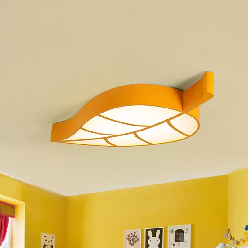 Leaf-Shaped Sleeping Room Flush Lighting Acrylic LED Kids Close to Ceiling Lamp in Red/Yellow/Blue Clearhalo 'Ceiling Lights' 'Close To Ceiling Lights' 'Close to ceiling' 'Flush mount' Lighting' 1907800