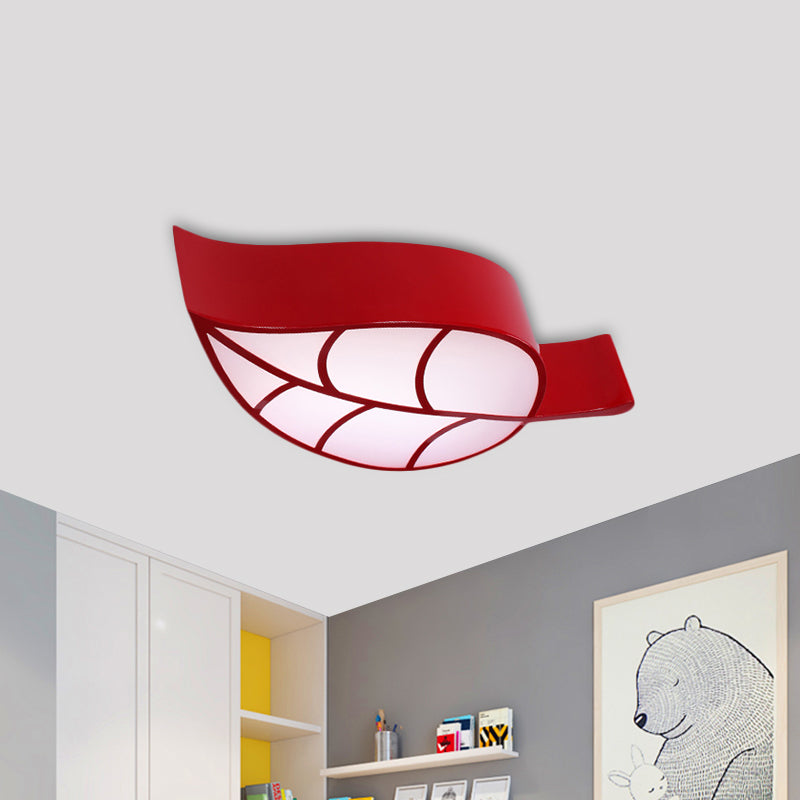 Leaf-Shaped Sleeping Room Flush Lighting Acrylic LED Kids Close to Ceiling Lamp in Red/Yellow/Blue Clearhalo 'Ceiling Lights' 'Close To Ceiling Lights' 'Close to ceiling' 'Flush mount' Lighting' 1907804